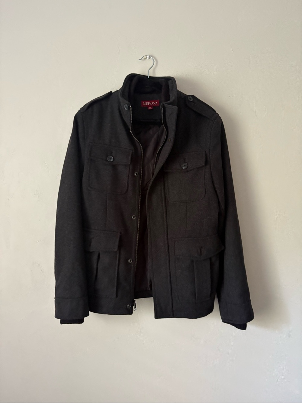 Merona Black Military-Style Wool Blend Jacket